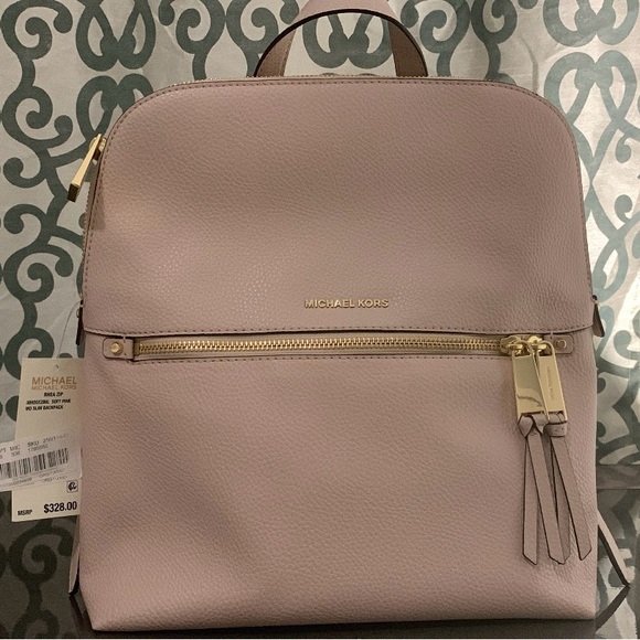 Michael Kors Rhea Slim Backpack - Blush Pink with Gold Hardware - Picture 4 of 7